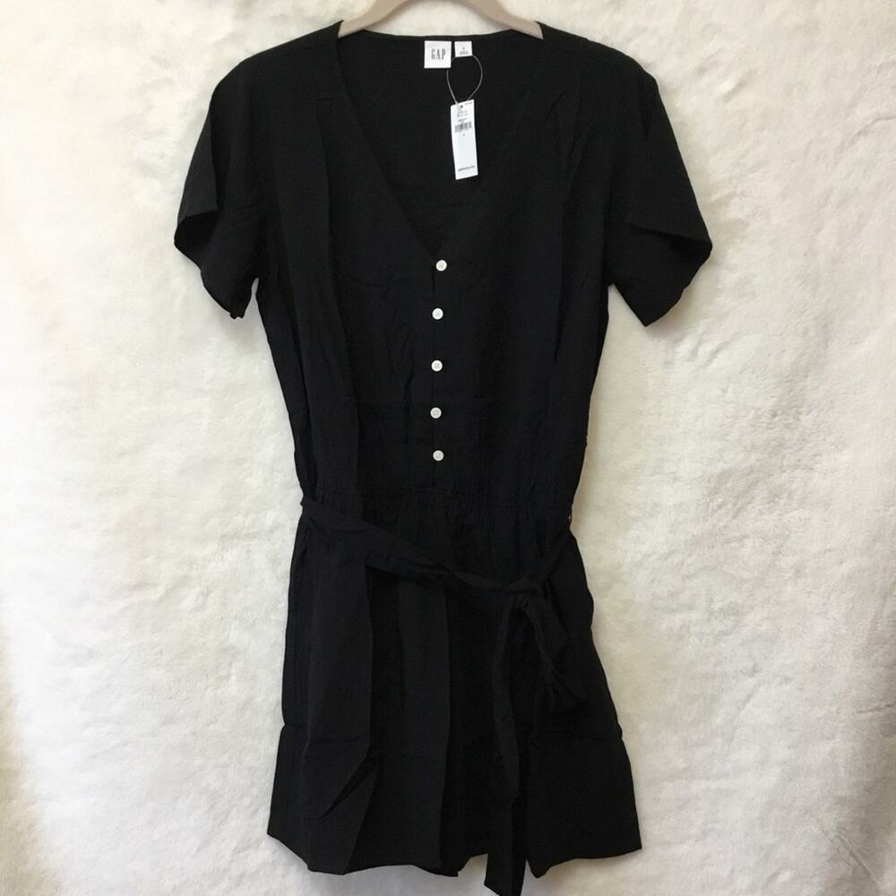 GAP Factory Black Easy Button-Front Romper